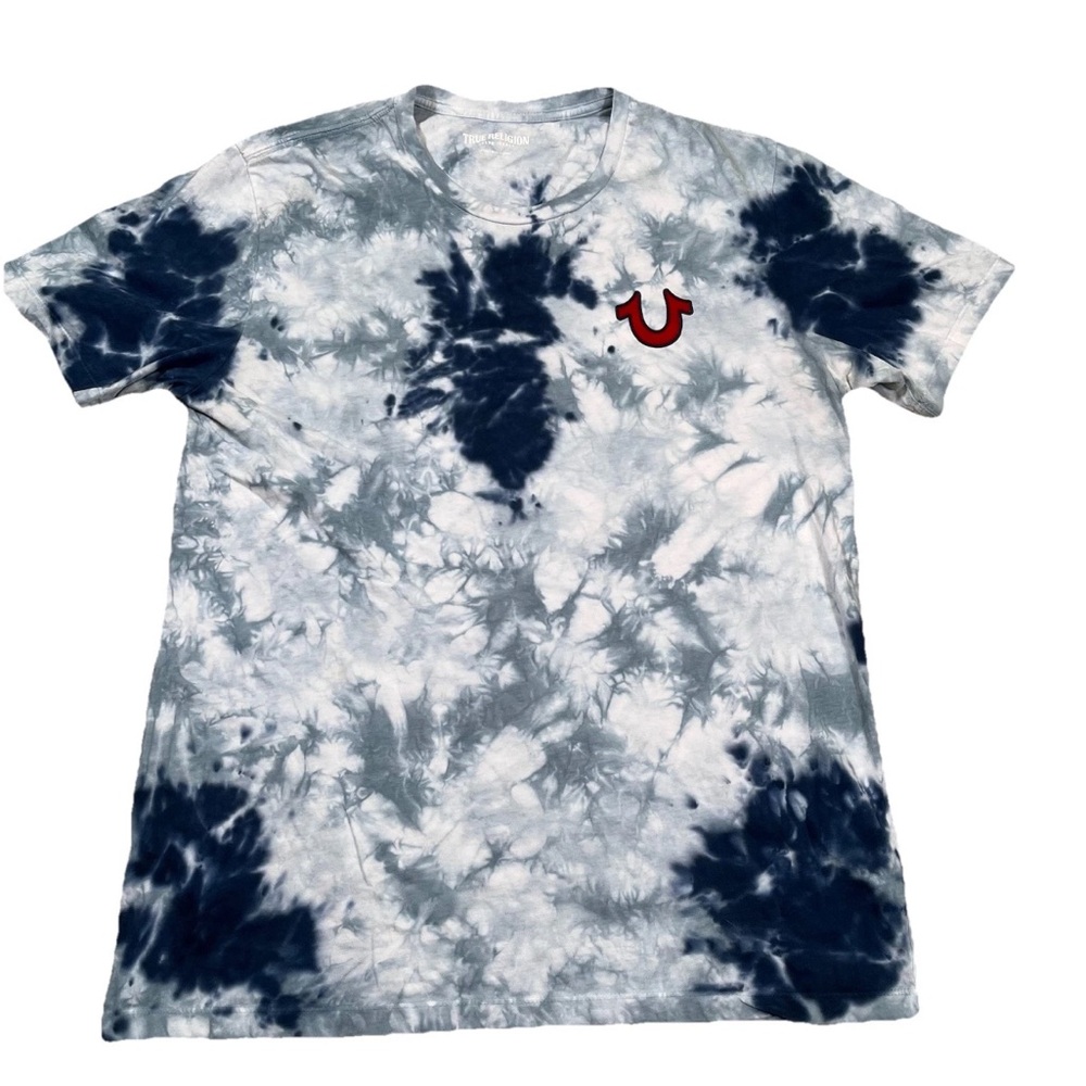 True Religion Mens Graphic T Shirt Buddha Guitar Tie Dye Size Large